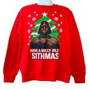 Star Wars Darth Vader HAVE A HOLLY JOLLY SITHMAS Ugly Christmas Sweatshirt Sz M